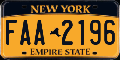 NY license plate FAA2196