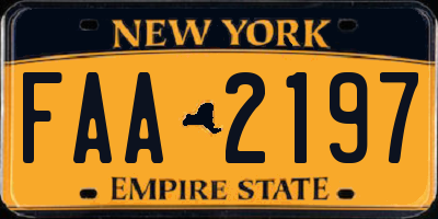 NY license plate FAA2197