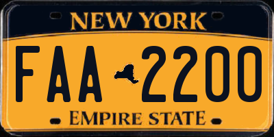 NY license plate FAA2200