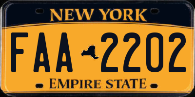 NY license plate FAA2202