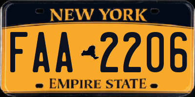 NY license plate FAA2206