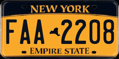 NY license plate FAA2208