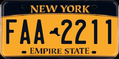 NY license plate FAA2211