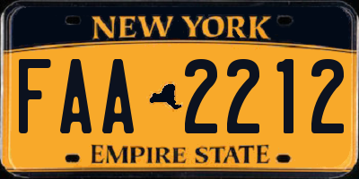 NY license plate FAA2212