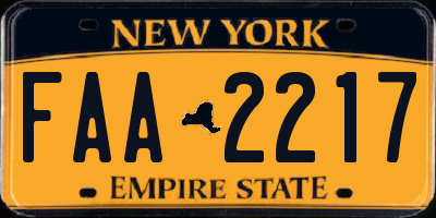 NY license plate FAA2217