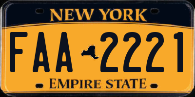 NY license plate FAA2221