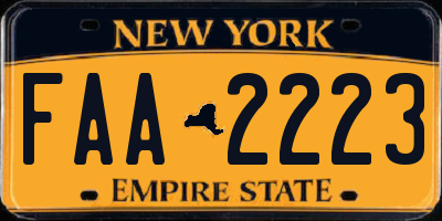 NY license plate FAA2223