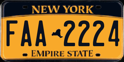 NY license plate FAA2224