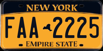 NY license plate FAA2225