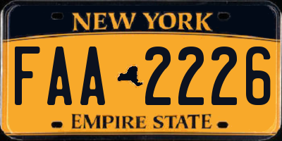 NY license plate FAA2226