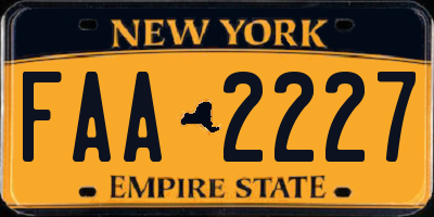 NY license plate FAA2227