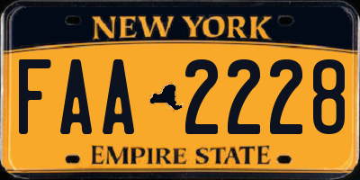 NY license plate FAA2228