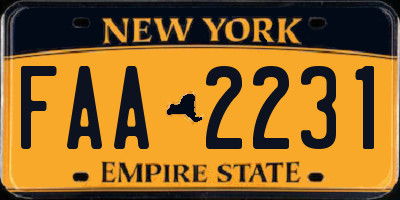 NY license plate FAA2231