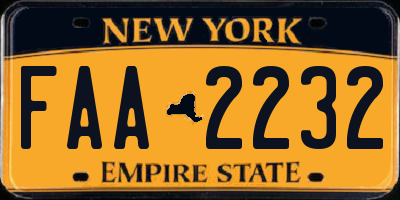 NY license plate FAA2232