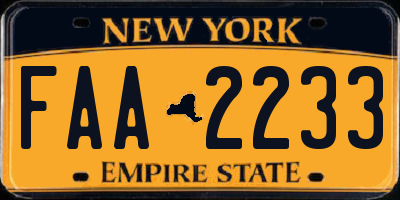 NY license plate FAA2233