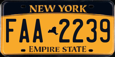 NY license plate FAA2239