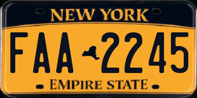 NY license plate FAA2245