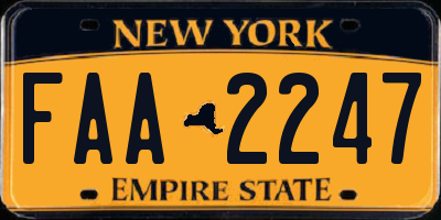 NY license plate FAA2247