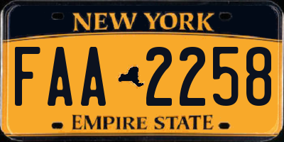 NY license plate FAA2258