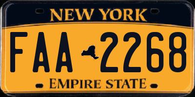 NY license plate FAA2268