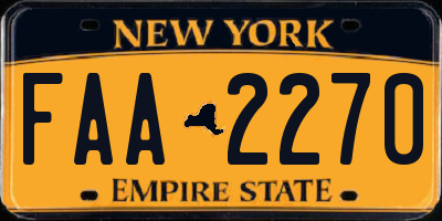 NY license plate FAA2270
