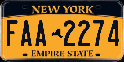 NY license plate FAA2274