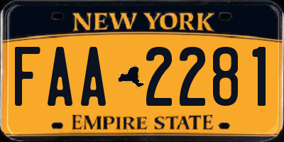 NY license plate FAA2281