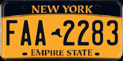 NY license plate FAA2283