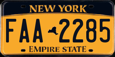 NY license plate FAA2285