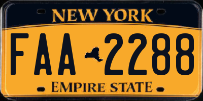 NY license plate FAA2288