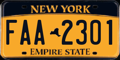 NY license plate FAA2301