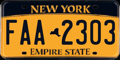 NY license plate FAA2303