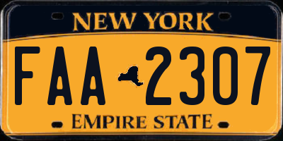 NY license plate FAA2307