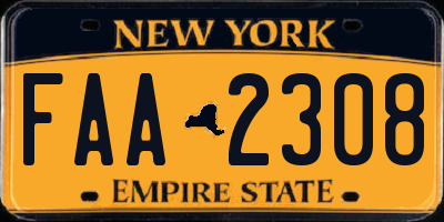 NY license plate FAA2308