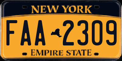 NY license plate FAA2309