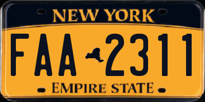 NY license plate FAA2311