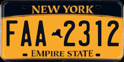 NY license plate FAA2312