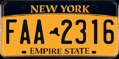 NY license plate FAA2316