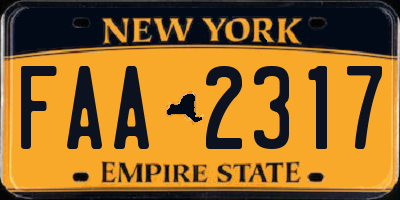 NY license plate FAA2317