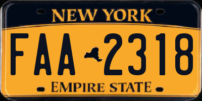 NY license plate FAA2318