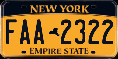 NY license plate FAA2322