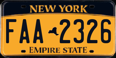 NY license plate FAA2326