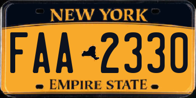 NY license plate FAA2330