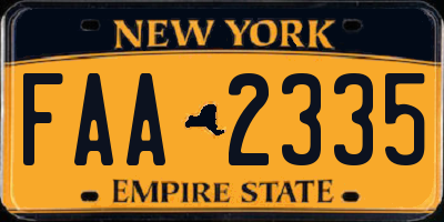 NY license plate FAA2335