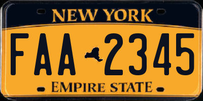 NY license plate FAA2345