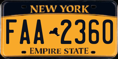 NY license plate FAA2360