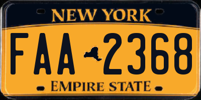 NY license plate FAA2368