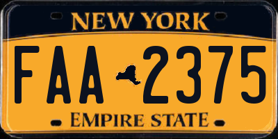 NY license plate FAA2375