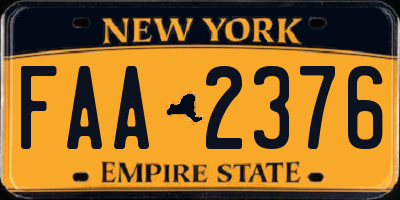 NY license plate FAA2376