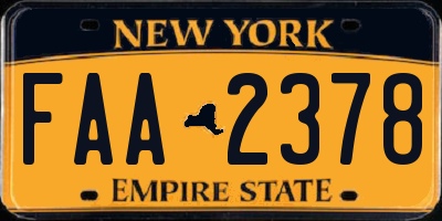 NY license plate FAA2378